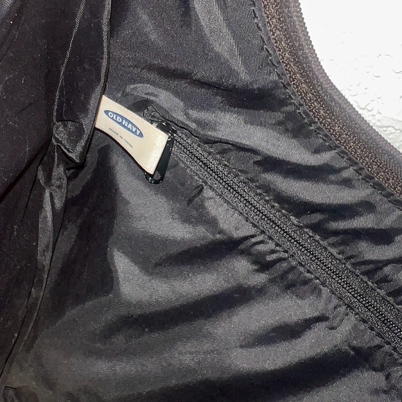 Chocolate Suede Handbag with Brown Faux Leather Handle Strap Purse Old Navy - Picture 6 of 10